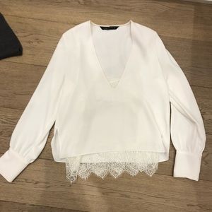Zara top with lace detail in small